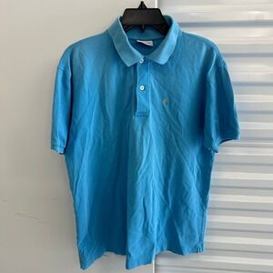 Ben Silver Charleston Mens Sky Blue Cotton Pique Palm Tree Logo Polo Shirt M